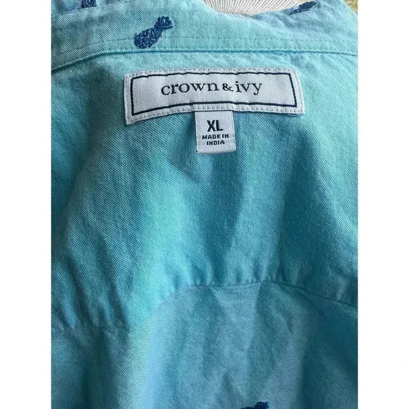 Crown & ivy men’s button up XL pineapple embroidery - Picture 6 of 6